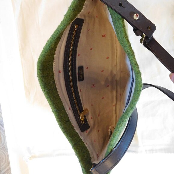FRANCES VALENTINE ~ GREEN WOOL POOCH BAG - Picture 4 of 9